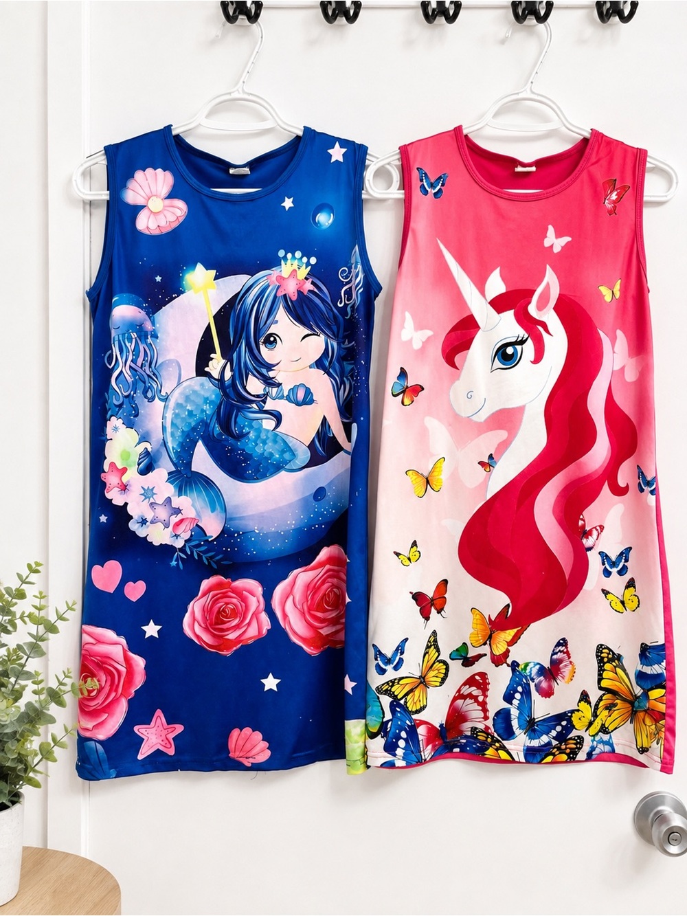 Girls Mermaid & Unicorn Nightgown Sleep Dresses 11yr-12yr Set of 2